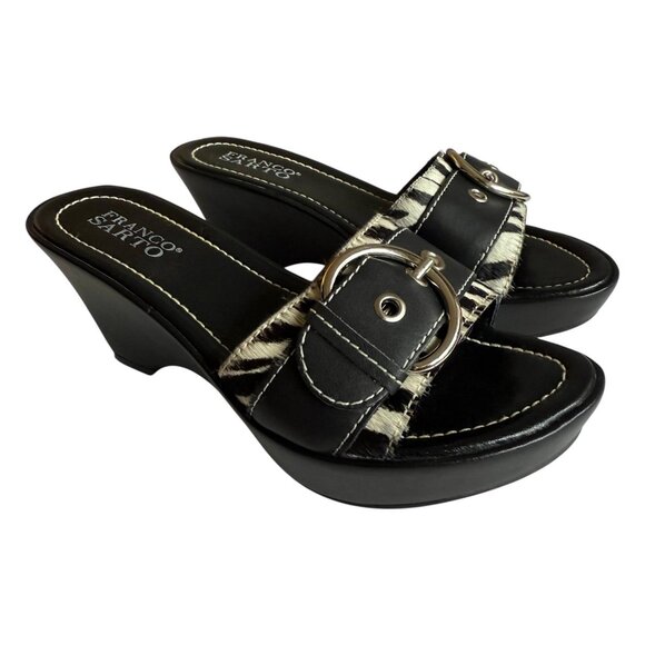 Franco Sarto Leather Wedge Sandals | 6M | Black - Picture 1 of 12